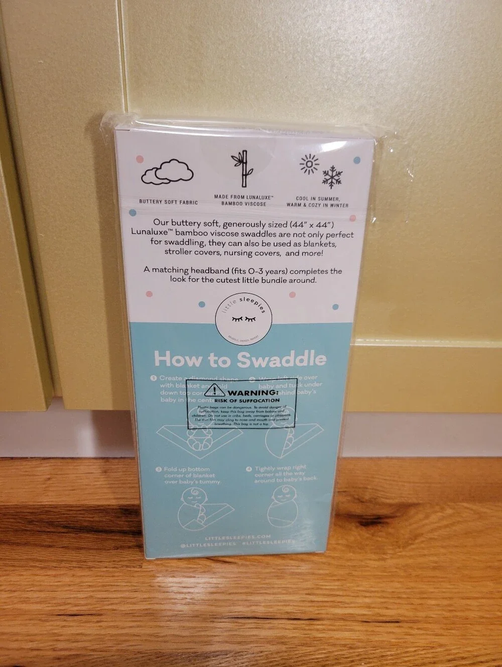NIB Little Sleepies Mystic Mermaids Swaddle & Luxe Bow Headband Set- Bamboo